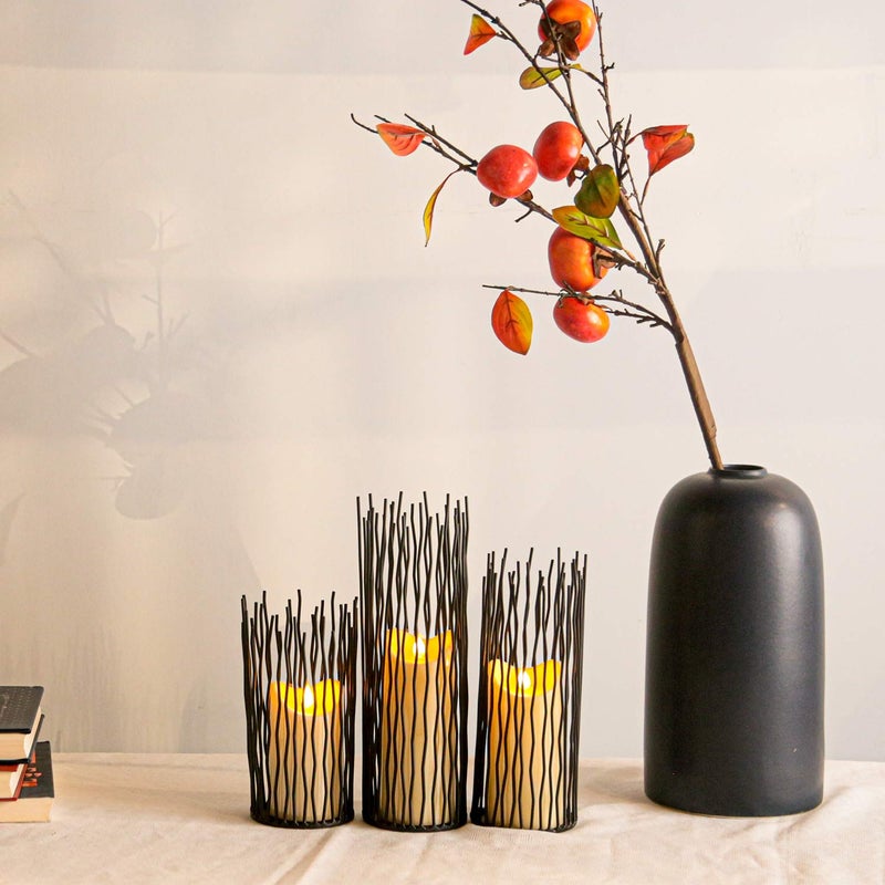 GiveU Set of 3 Metal Iron Candle Holder, Black Candlestick Modern Table Centerpiece for Indoor & Outdoor Decor, Dining Room, Home Decoration - Image 5
